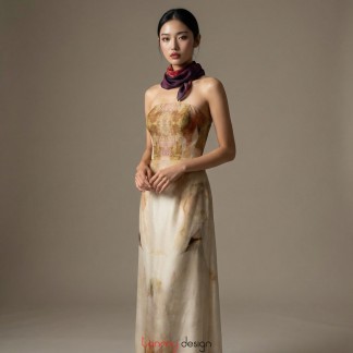 Raw silk strapless dress